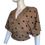 Ny Collection 7th Ave NY & Company Beige with black polka dots short sleeve wrap blouse​​ Photo 3