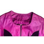 Vintage 90s Barbiecore Chia Pink Purple Leather Zip Bodycon Mini Dress Sz L NEW Size L Photo 6