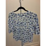 Michael Kors Women's Blue & White Floral Knot-Front V-Neck Blouse Button Top Photo 2