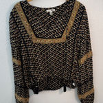 Amuse Society  Black and Gold Patterned Blouse Photo 0