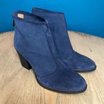 Aquatalia  Italy Faris Perforated Blue Suede Zip Heeled Ankle Booties Size 8 Photo 0