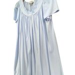 Miss Elaine Nylon Tricot Nightgown S Blue Embroidered Short Sleeve House Dress Photo 2