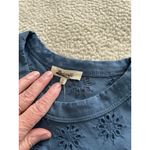 Madewell  Embroidered Wide-Sleeve Boxy Crop Tee Crewneck Blue Size M Photo 5