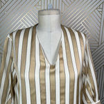 Selected Femme Jadine Shirt Dress Cream Gold Stripe Size 34 / US 4 *missing belt Photo 2