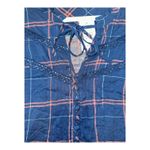 Torrid Blue/Pink Twill Plaid Crochet Inset Top, Womens Size 1 (1x) Photo 2