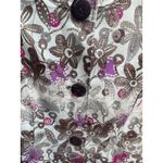 Lafayette 148 New York Floral Embroidered Jacket Brown Purple Size 8 Tan Photo 3