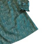 FRNCH Gally Dress Green Metallic Long Sleeve Loose Fit Button Neck Size Medium Photo 4