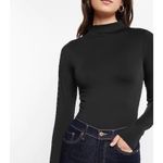 EXPRESS  Mock Neck Size Large Black Body Contour High Compression Long Sleeve Photo 1