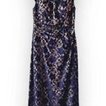 Eliza J  Navy Blue Lace Formal Dress Size 14 Cap Sleeve Long Length‎ Bridesmaid Photo 7
