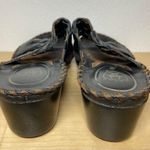 Ariat Leather Sandals Wedge Heel Whipstitch Open Toe Slip On Black 6.5 Photo 3