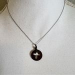 Vintage Silver 925 Marked Chain W/ Penny Cut Out Cross Necklace Religious Photo 4