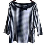 Jason Maxwell  Top Women 2X Black White Striped Crew‎ Neck 3/4 Sleeve Pullover Photo 0