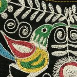 Little crossbody purse black embroidered birds Photo 3