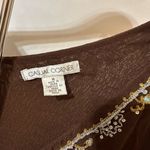 Vintage Brown Floral Embroidered Blouse Size M Photo 1