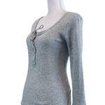 Lucky Brand Medium  Ribbed Gray Button Up Long Sleeve Top Blouse Pullover Sweater Photo 3