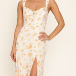 Abercrombie & Fitch NWT  Floral Midi Dress in White and Yellow Photo 0