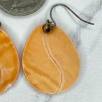 Orange Shell Seashell Teardrop Dangle Earrings Pierced Pair Photo 3