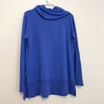cupio Royal Blue Mixed Media Long Sleeve Cowl Neck Funnel Neck Boho Tunic Top M Photo 11