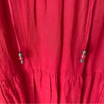 Sundance Dark Red Tassel Embroidered Pleated Elegant Cotton Maxi Dress size XL Photo 9