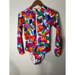 Hurley  Womens Small Multi Floral Rashguard Swimsuit Half-Zip Vibrant Bright Photo 1