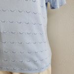 American Vintage Y2K Eddie Bauer Pastel Blue Floral Embroidered Short Sleeve Cotton T-Shirt L Photo 3