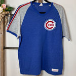 Mitchell & Ness Mitchell Ness Chicago Cubs Baseball V Neck Raglan T Shirt Womens XL Blue Gray Photo 0