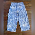 Joie  100% Linen Wide Leg Blue & White Folk Floral Beachy Boho Pants - Sz M 💛🎀 Photo 7