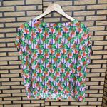 Bouffants &‎ Broken Hearts Pink Flamingo Linen Cap Sleeve Top Size Large Photo 1