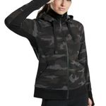 Athleta Triumph Printed Hoodie Sweatshirt Womens M Black Gray Camo Zip Up 511504 Photo 0