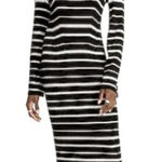 J.Crew Knit Ribbed Bodycon Sweater Midi Dress Mixed Striped Size Small Photo 0