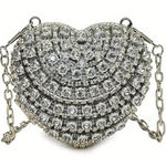 Dazzling Mini Silver Heart Crystal Clutch Photo 0