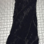 Black Faux Fur Infinity Neck Wrap Scarf Embossed Heart Pattern Photo 0