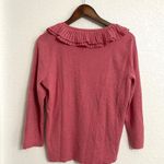 Talbots Womens Cardigan Sweater Pink V-Neck Button Ruffle Neckline Size Large Photo 1