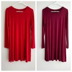 Amazon Set of 2 Long Sleeve A-Line Skater Dresses, Bright Red/Maroon, Size Small Photo 1