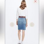 MOTHER THE PEG STEP FRAY SKIRT IN AFTER ALL THESE YEARS HI LOW RAW HEM SZ 29/LG Blue Photo 1