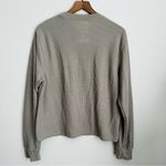 Modern Lux  Waffle Knit Yellowstone spell out print Shirt Long Sleeves Tan hike L Photo 1