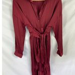 Steve Madden Sula Tie Front Satin Long Sleeve Dress in Windsor Wine Size 2 Photo 5