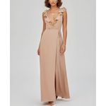 Reformation Peppermint Ruffle Wrap Maxi Dress, Champagne, Small Photo 2