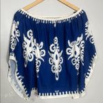 SheIn Blue and White Flowy Coastal Kaftan Blouse Size Small Photo 2