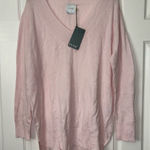 Lysse Lyssé Pink Knit V-Neck Sweater Women's Size XL Lightweight High-Lo Pullover NWT Photo 0