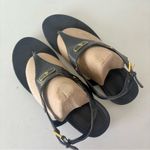 Ralph Lauren  Women’s Black Pu Leather Sling Back Thong Sandals Size 8 Photo 1