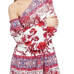 Free People NEW Nomad One Shoulder Red White Floral Boho Dress Size Small NWOT Photo 0