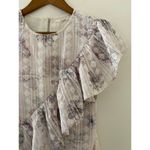 Tularosa  Benson Dress Ivory White Lilac Purple Ruffle Mini Eyelet EUC S Garden Photo 2