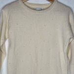 Breckenridge VTG‎  Cream Angora Lambswool Pearl Beaded Pullover Sweater Womens PM Photo 5