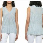 Sigrid Olsen V-Neck Linen Tank Top White Blue Stripes Photo 1