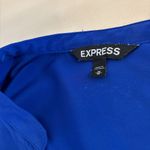EXPRESS Shirt Dress Women M Blue Roll Tab Sleeve Belted Open Hidden Button Front Photo 5