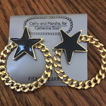 Cathy Ans Marsha For Cathrine Stein Gold Colored‎ Chain & Star Earrings Photo 0