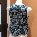 Honey Punch  blue patterned v neck ruffled blouse Photo 3