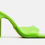 ZARA NWT Lime Green High Heel Vinyl Mules Size 41 Photo 1