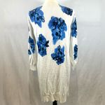 Ny Collection white and cobalt blue floral cardigan sweater size XL Photo 3